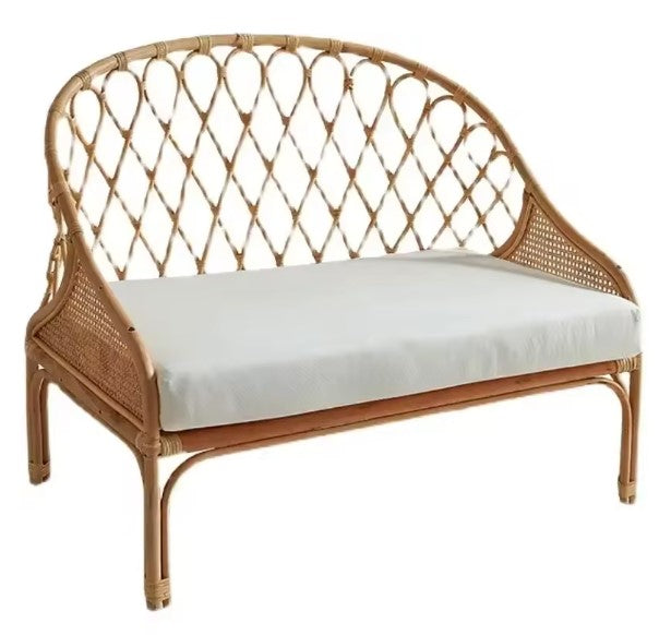 Fauteuil de jardin oeuf en résine imitation rotin et coussins écrus |  Arasari Image