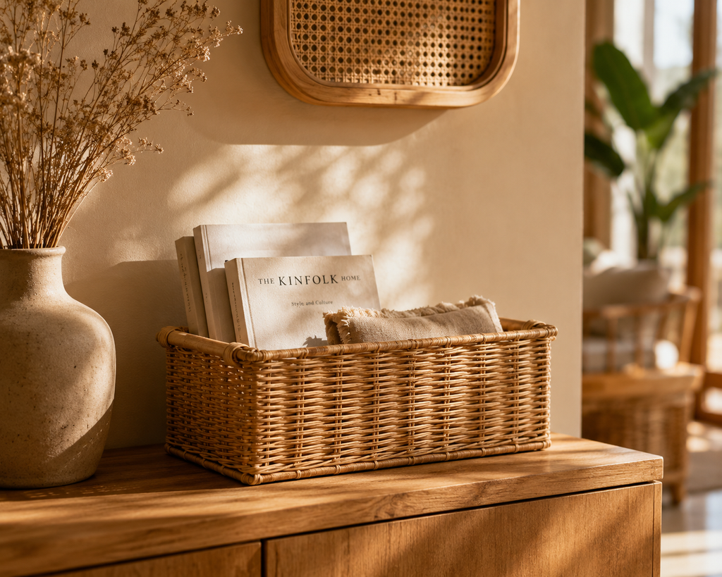 Panier de rangement rectangulaire en rotin tressé | PALIO