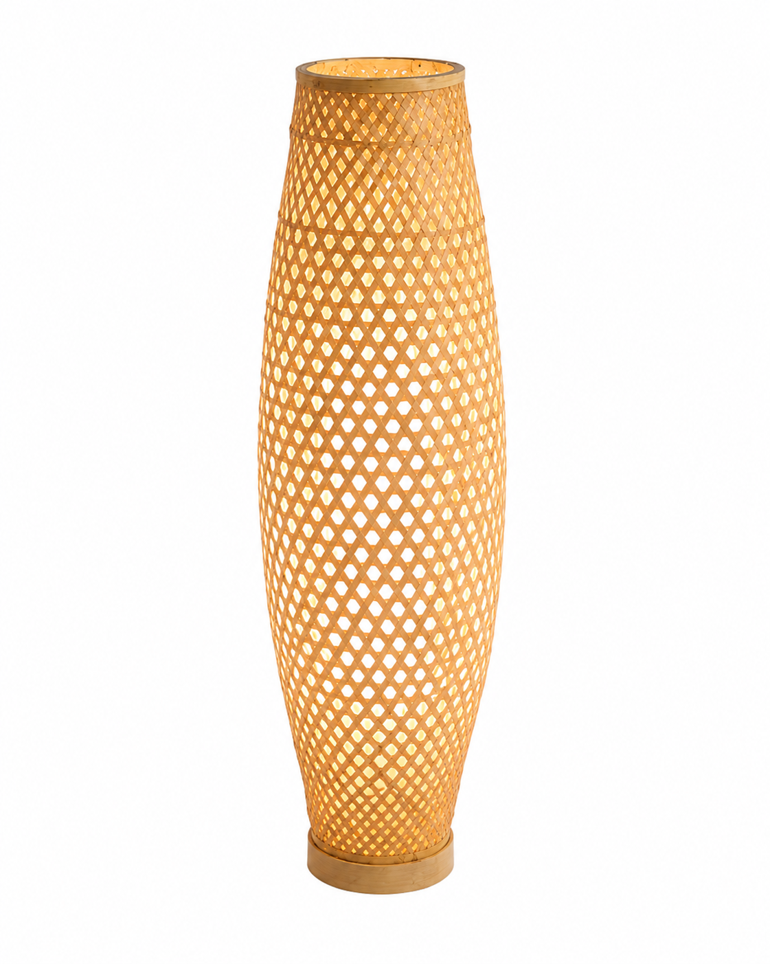 Lampadaire colonne en rotin tressé ajouré | VASO