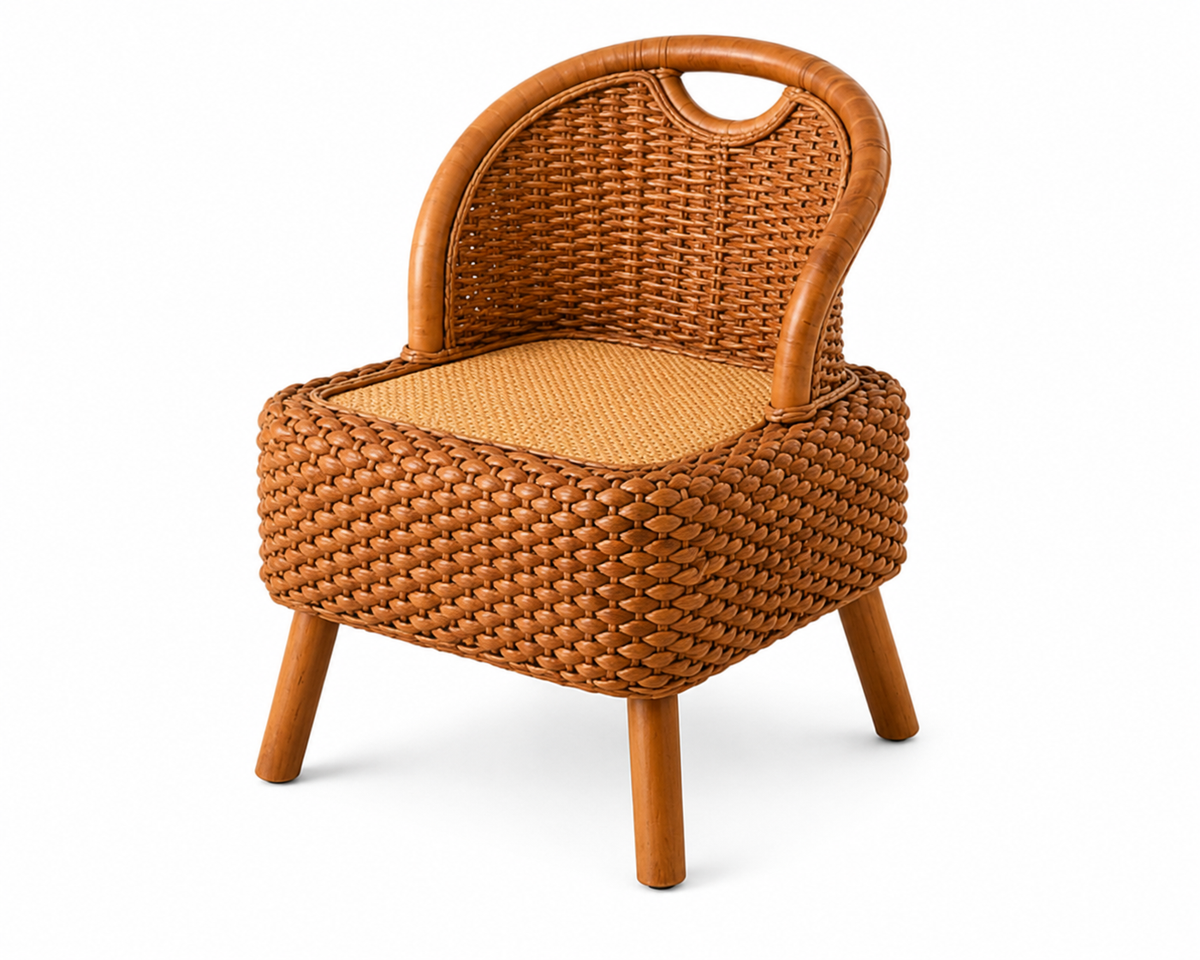 Fauteuil bas en rotin tressé naturel design épuré | LODI