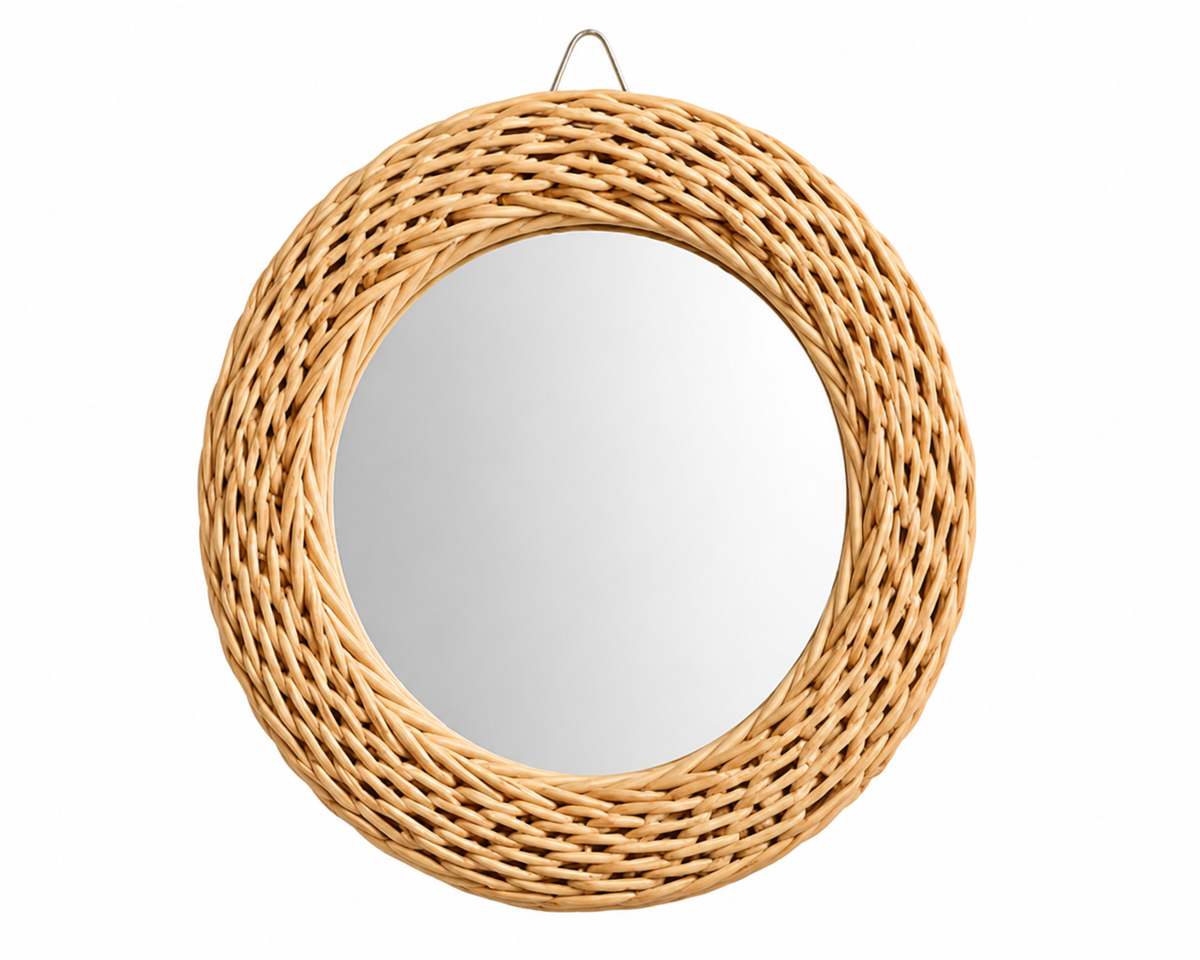Miroir rond en rotin tressé naturel | RONDO