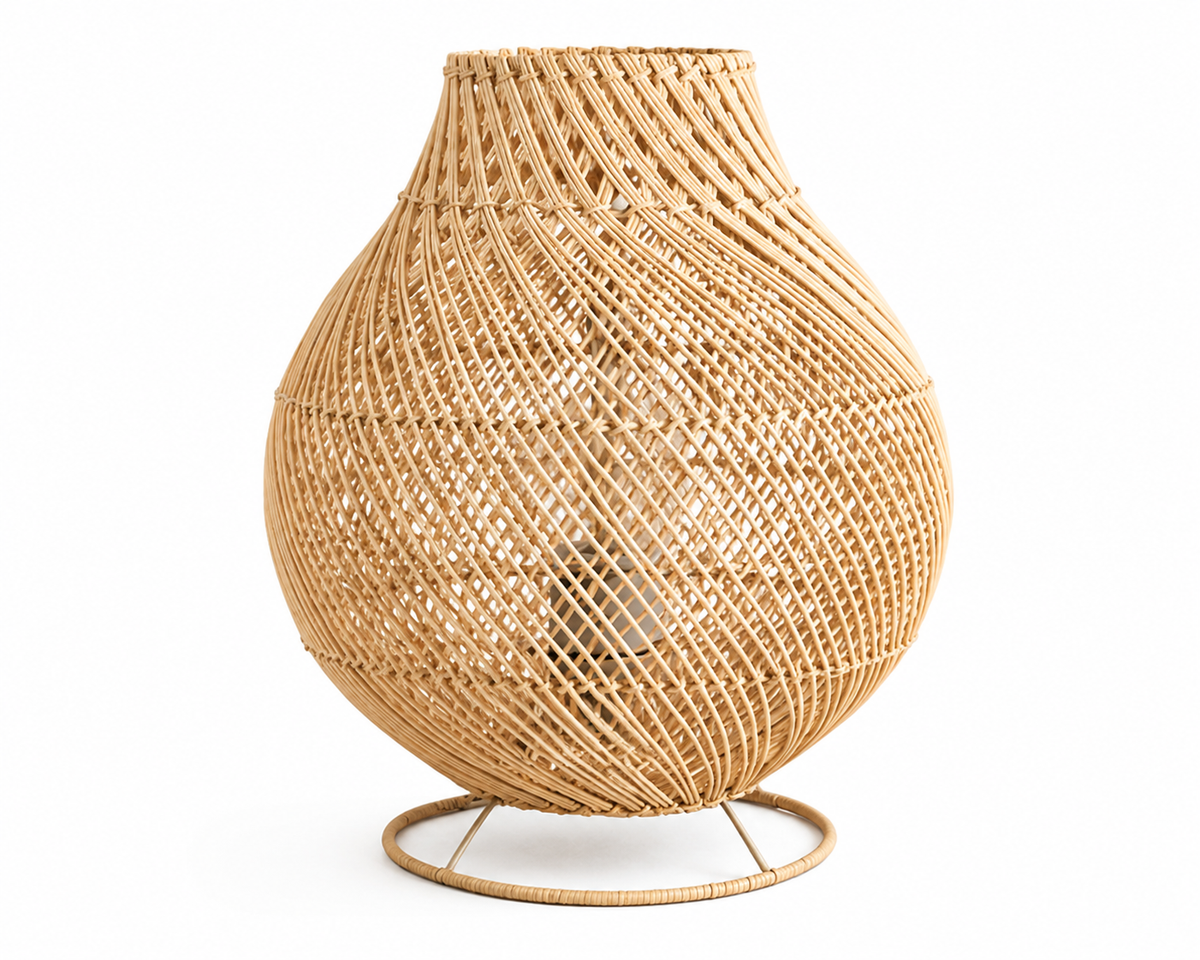 Lampe à poser en rotin tressé design bohème | ALIA
