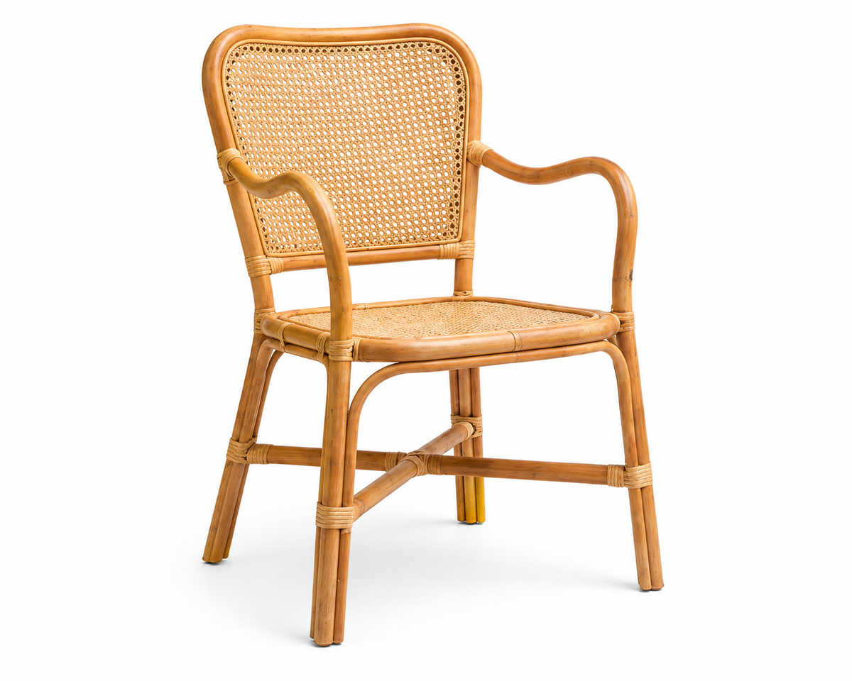 Chaise rotin et cannage avec accoudoirs | CANNA