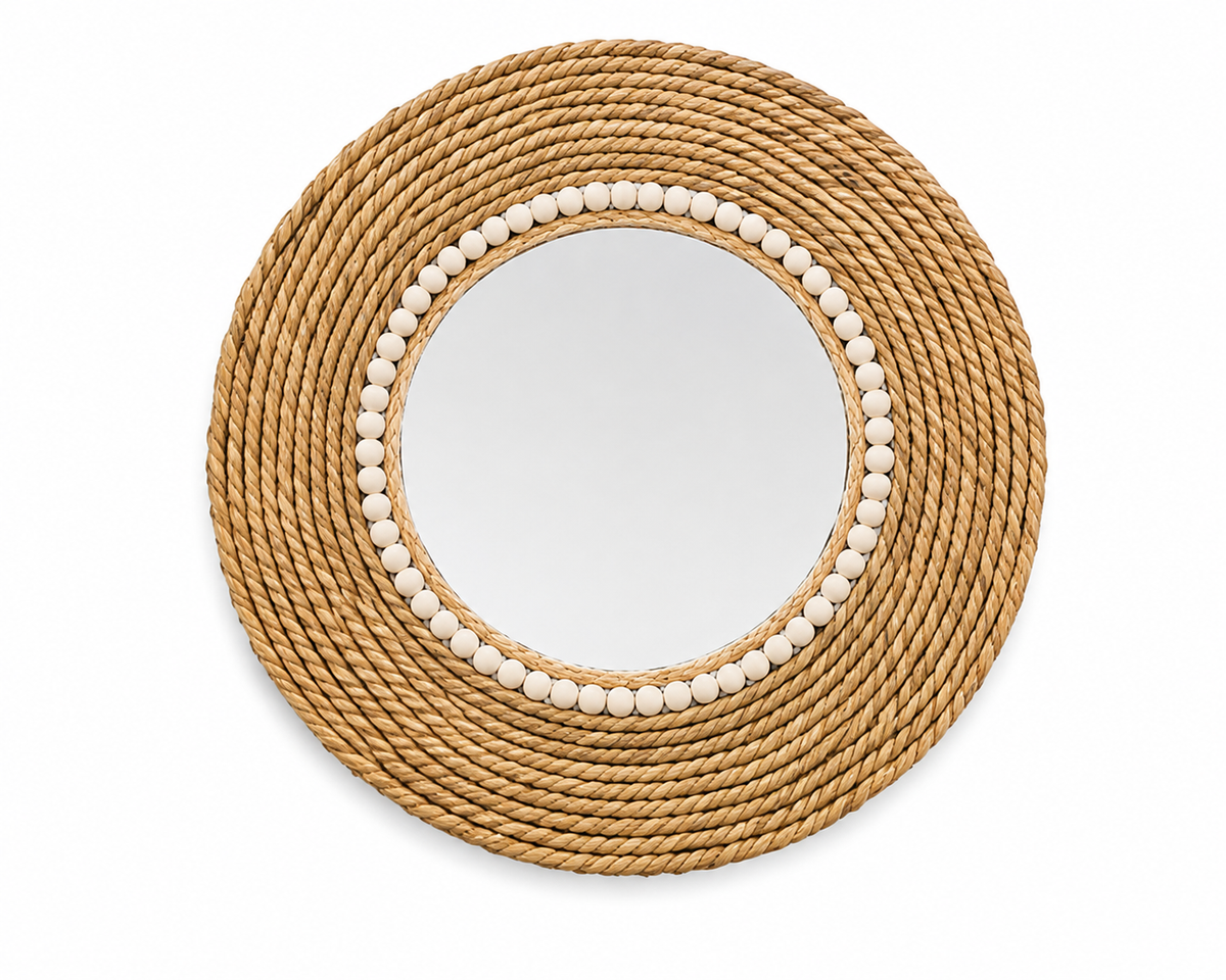 Miroir en rotin naturel rond tressé | DOKI