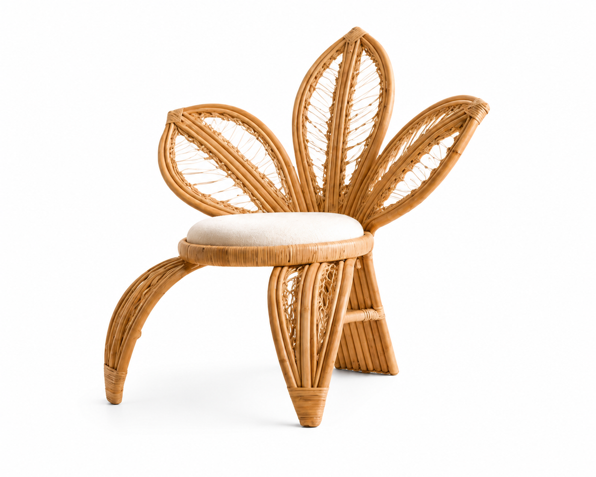 Fauteuil en rotin naturel avec dossier design pétales | PELIX