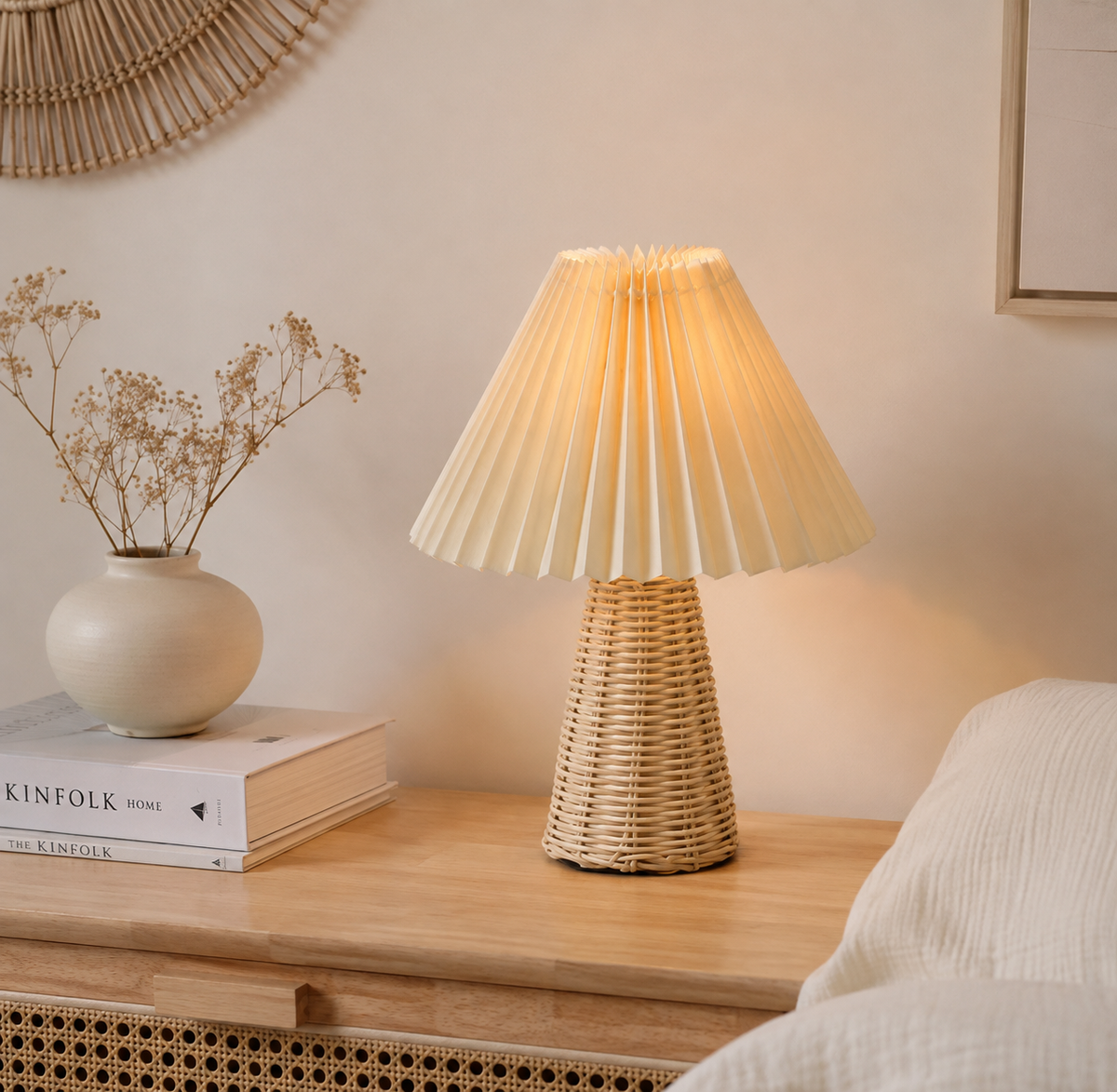 Lampe en rotin naturel design plissé | PLEA