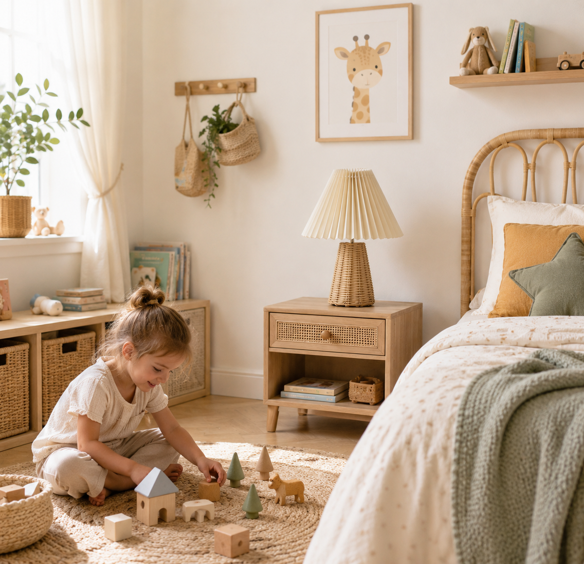 Lampe en rotin naturel design plissé | PLEA
