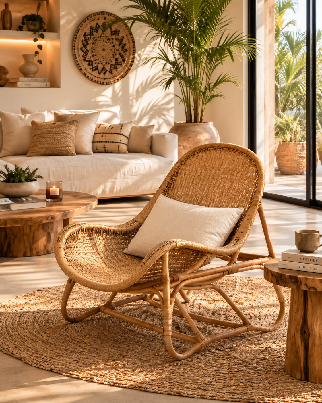 Fauteuil en rotin cocoon nature | TEDI