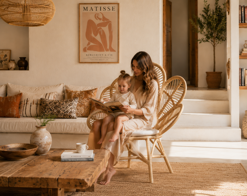 Fauteuil en rotin naturel design fleur | SUNI