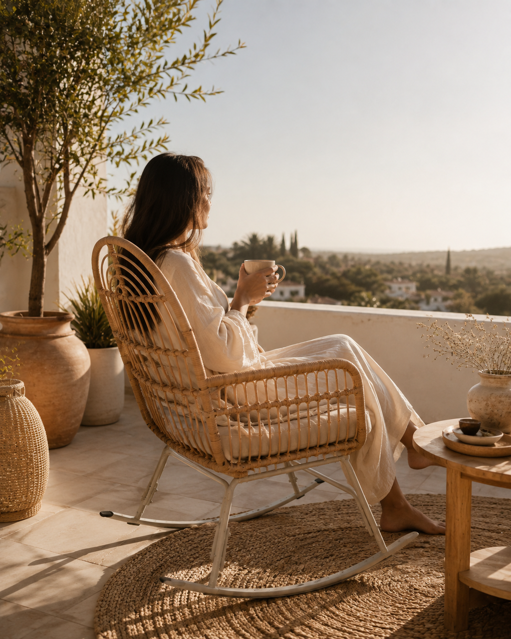 Fauteuil à bascule en rotin naturel | TORTI