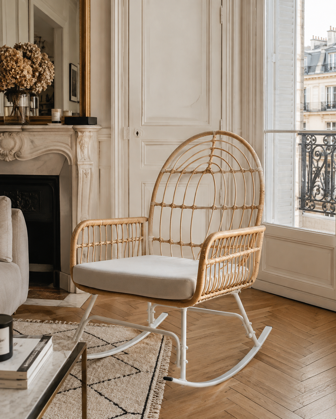 Fauteuil à bascule en rotin naturel | TORTI