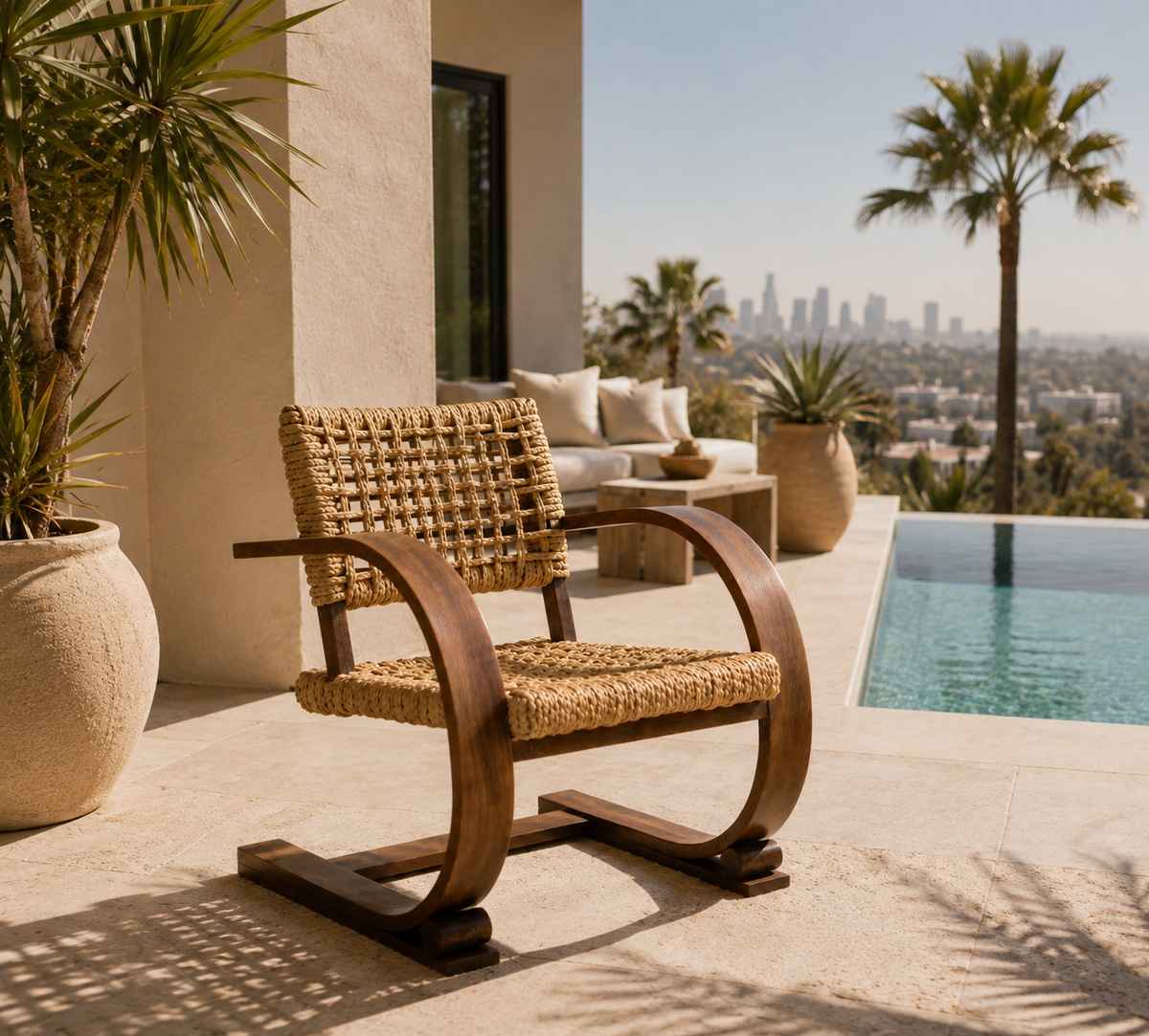 Fauteuil en rotin courbe vintage | VINTI