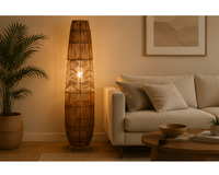 Lampadaire en rotin tressé forme colonne | COLIM