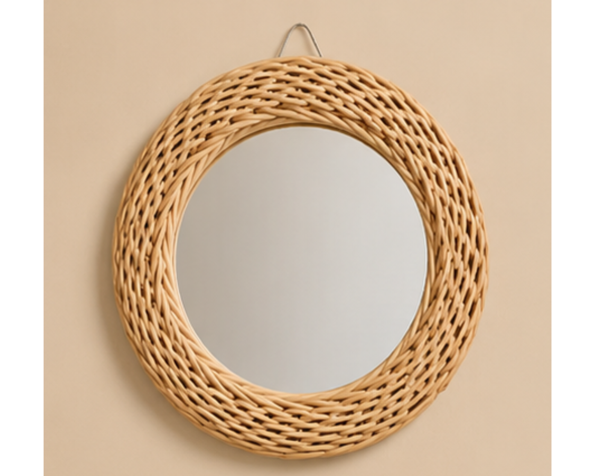 Miroir rond en rotin tressé naturel | RONDO