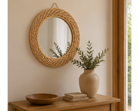 Miroir rond en rotin tressé naturel | RONDO