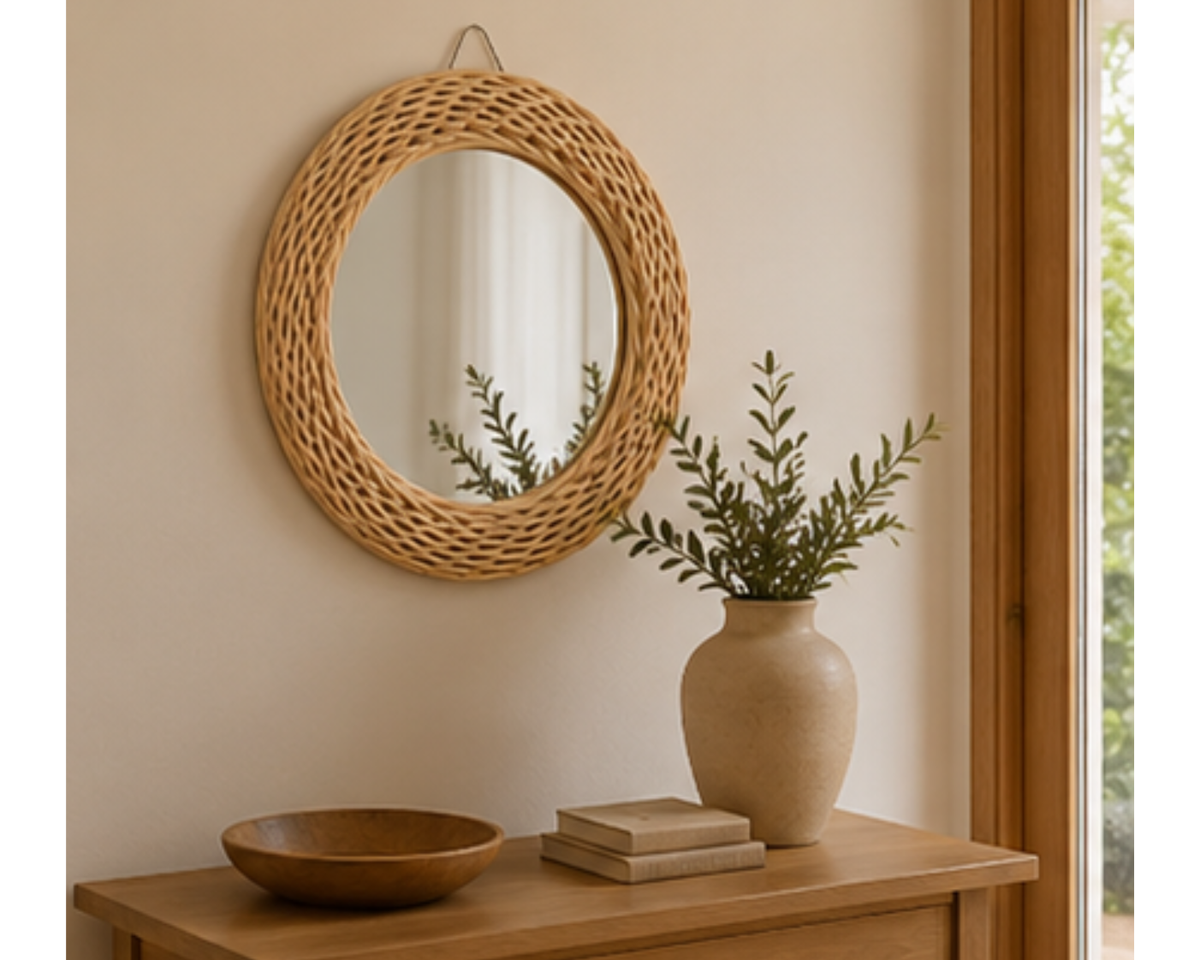 Miroir rond en rotin tressé naturel | RONDO