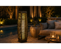 Lampadaire colonne en rotin tressé noir pour jardin | ORIO