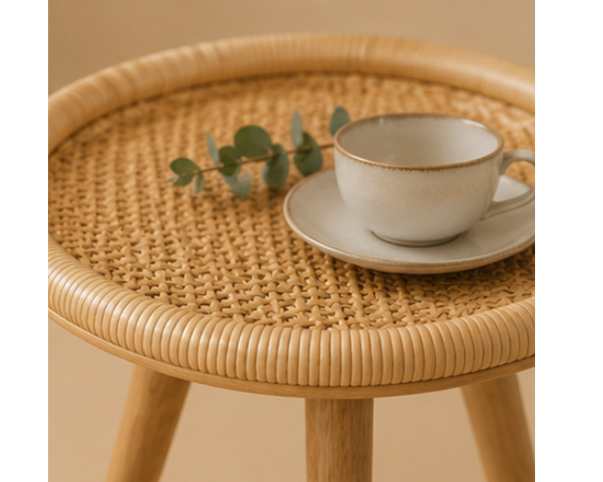 Table d’appoint ronde en rotin tressé | TRELA