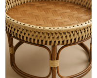 Table d’appoint ronde en rotin tressé bicolore | RODA