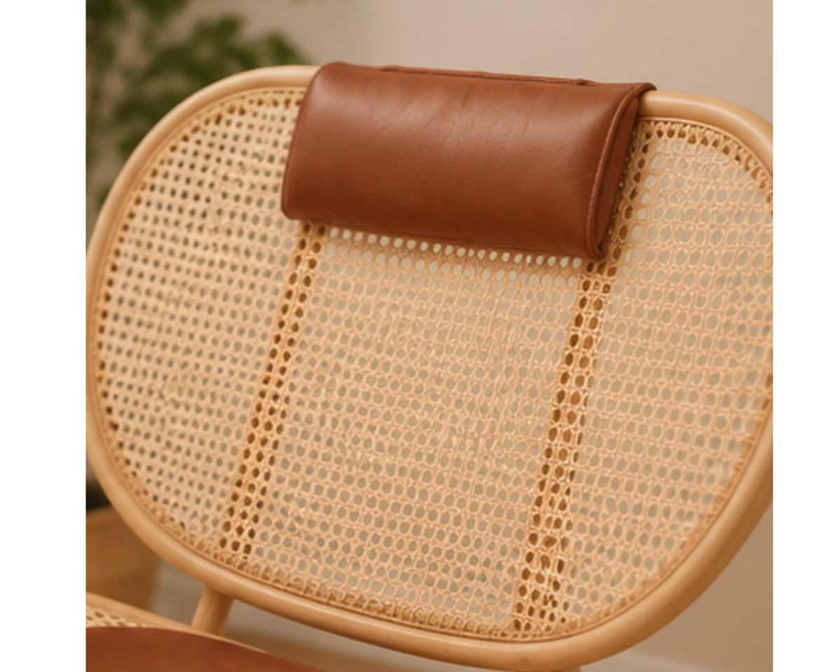 Chaise lounge en cannage naturel et détails marron | BROA