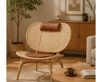 Chaise lounge en cannage naturel et détails marron | BROA