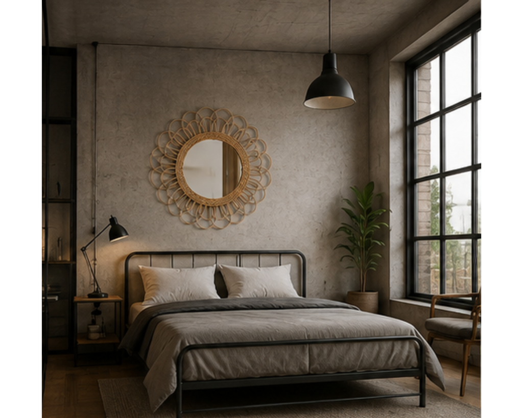 Miroir rond en rotin naturel design tournesol | SOLEO