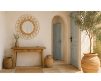 Miroir rond en rotin naturel design tournesol | SOLEO
