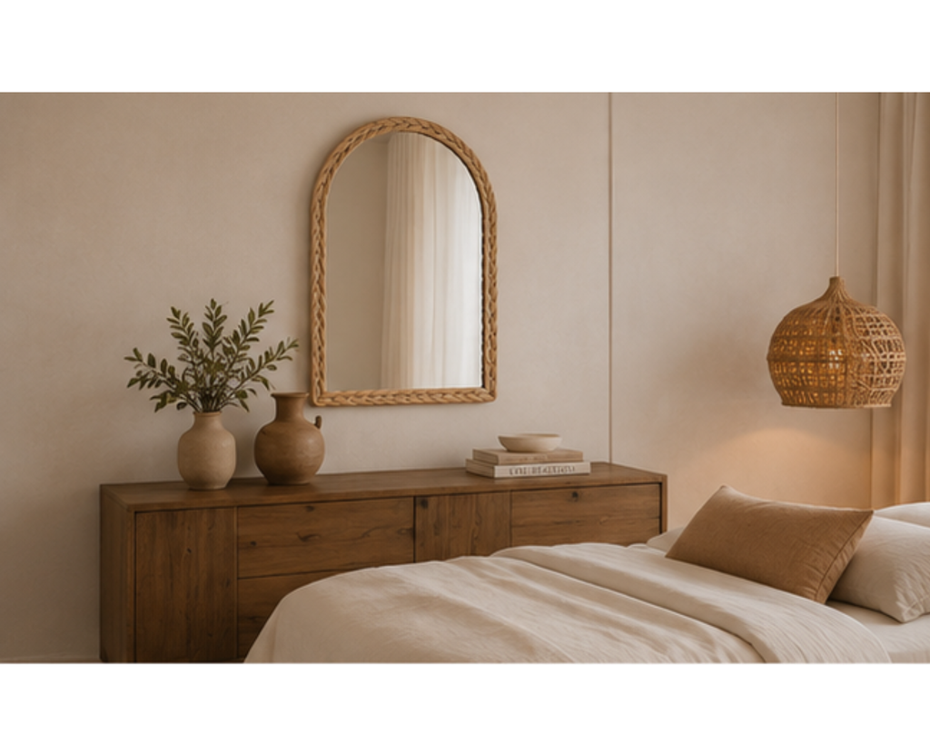 Miroir mural en rotin design arche | ARCHI