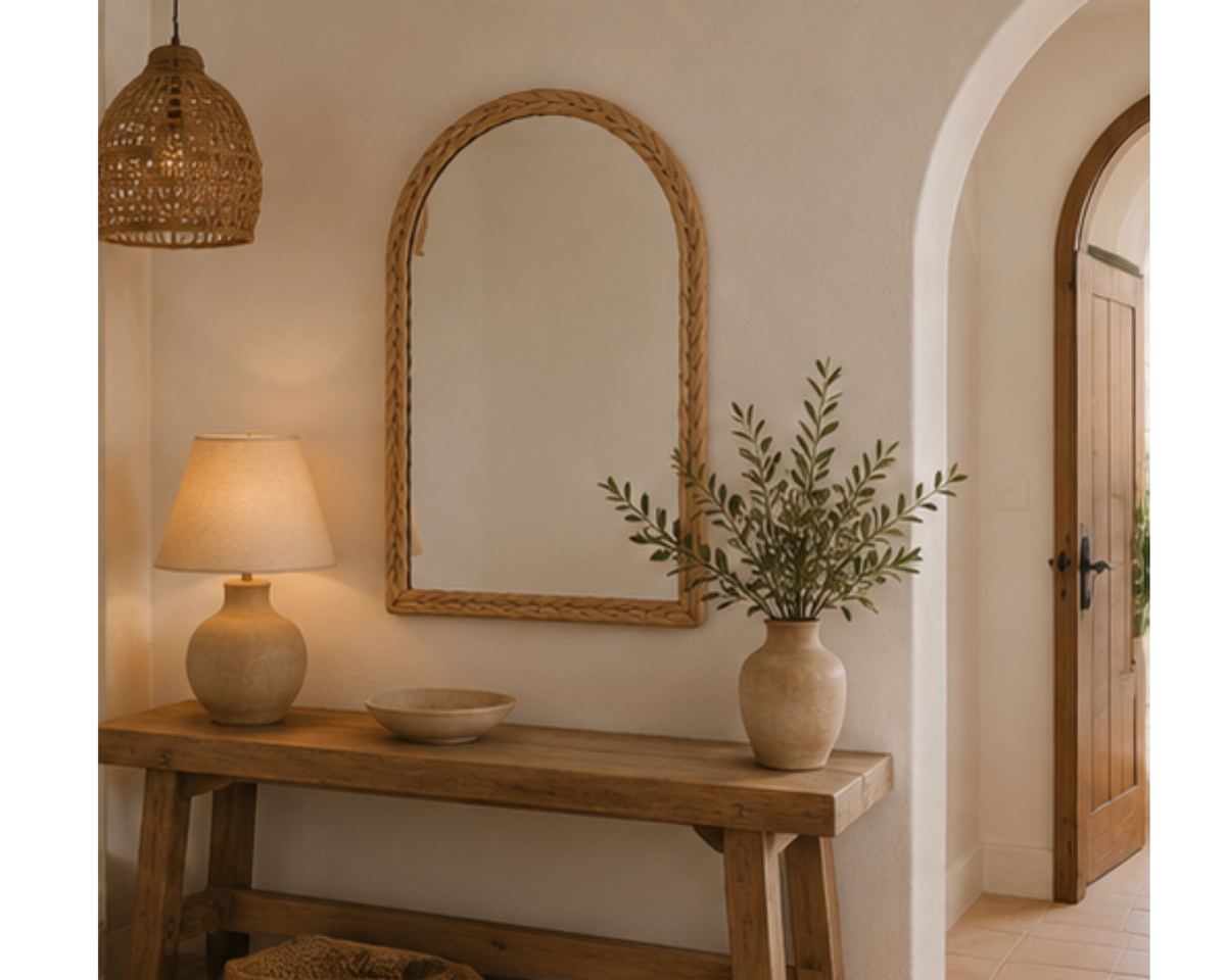 Miroir mural en rotin design arche | ARCHI