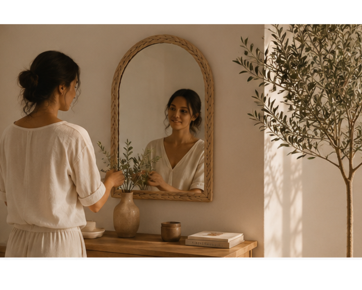 Miroir mural en rotin design arche | ARCHI