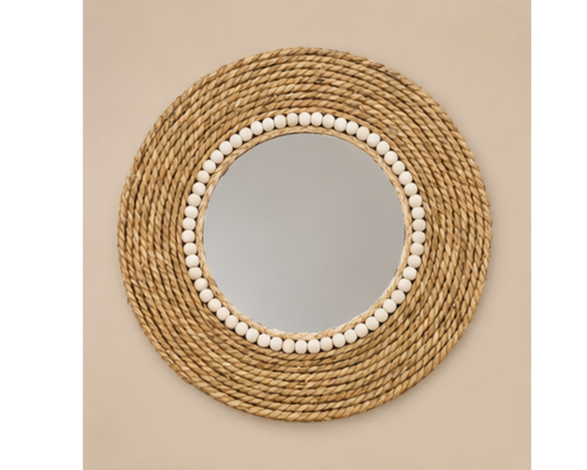 Miroir en rotin naturel rond tressé | DOKI