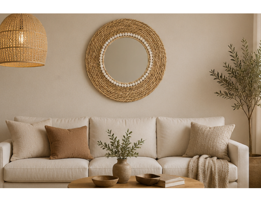 Miroir en rotin naturel rond tressé | DOKI