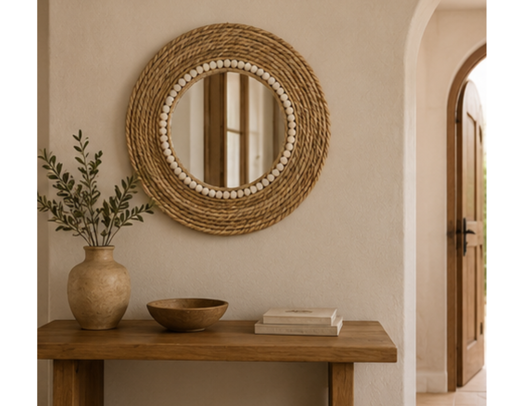 Miroir en rotin naturel rond tressé | DOKI