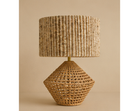 Lampe en rotin tressé avec abat-jour texturé | TRESA