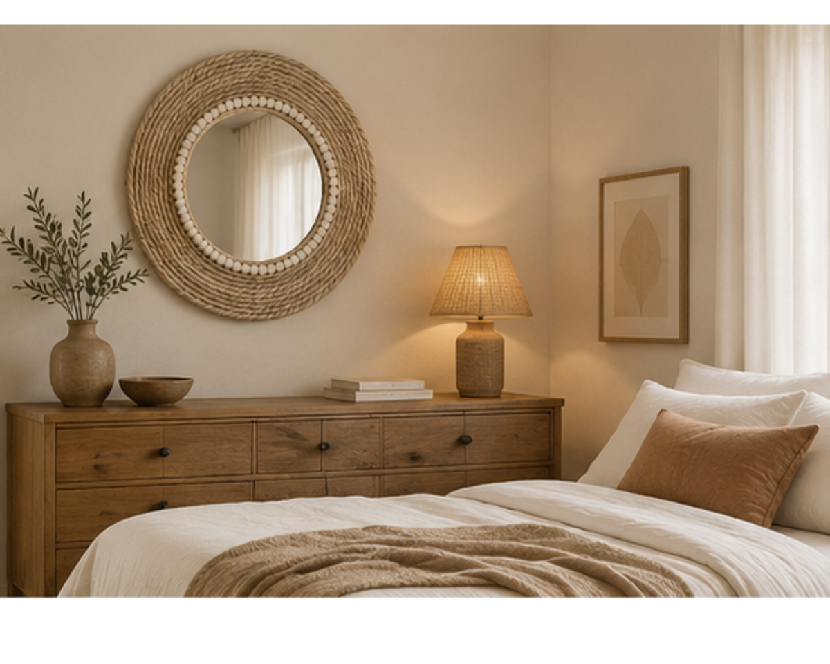 Miroir en rotin naturel rond tressé | DOKI