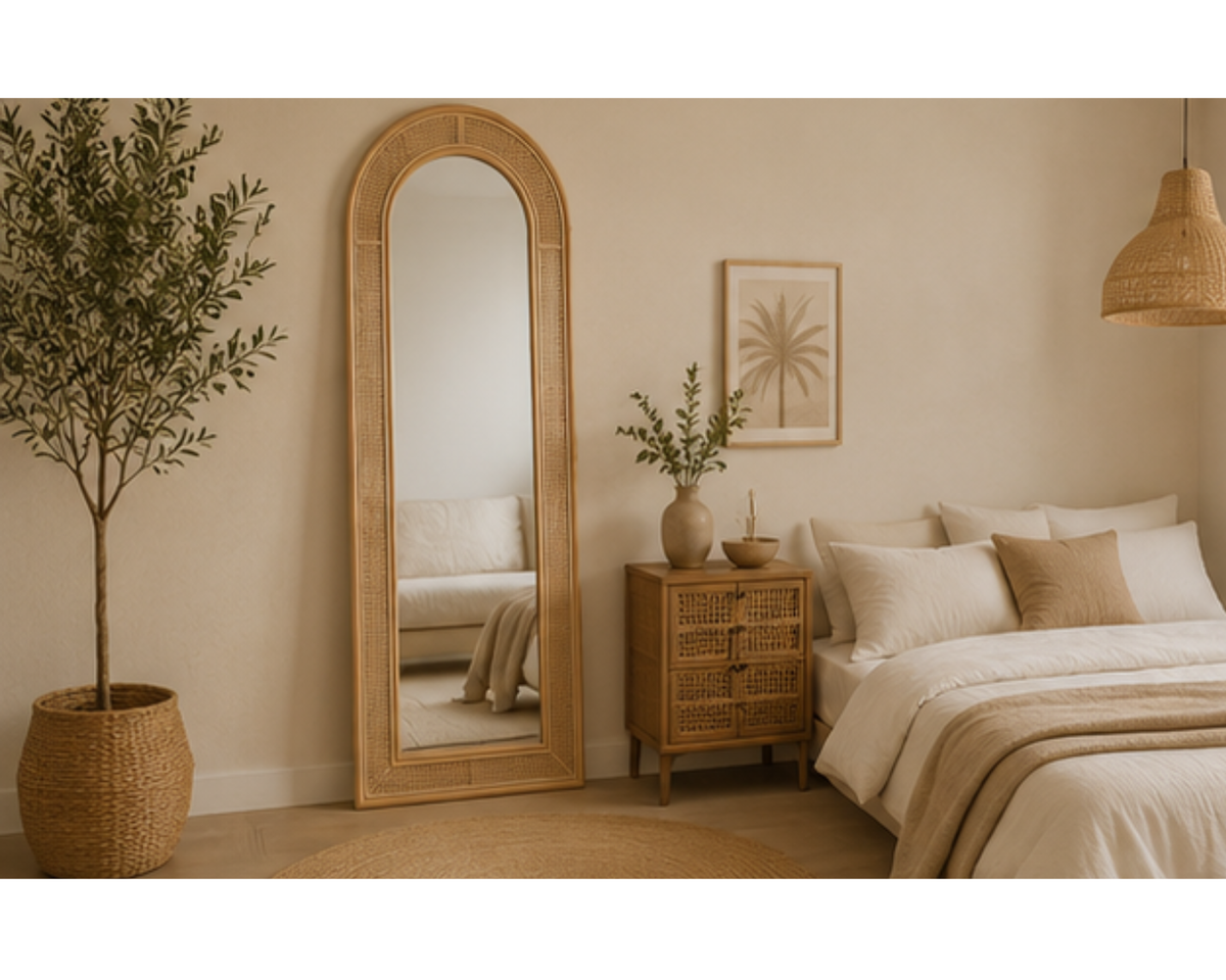 Grand miroir en rotin forme arche | RODI
