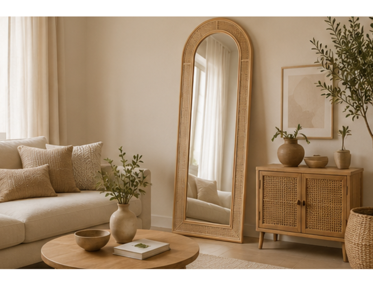 Grand miroir en rotin forme arche | RODI