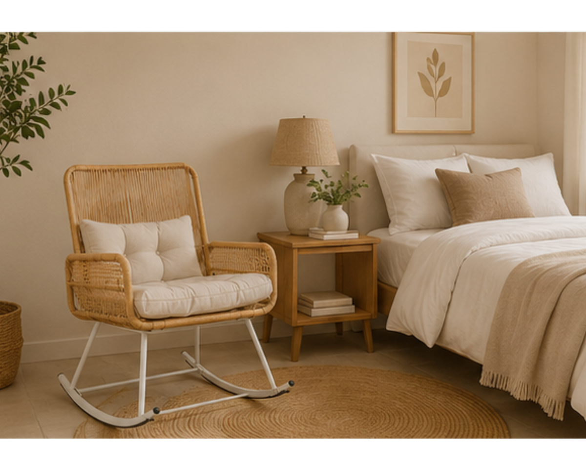Fauteuil à bascule en rotin avec coussin | CHILO