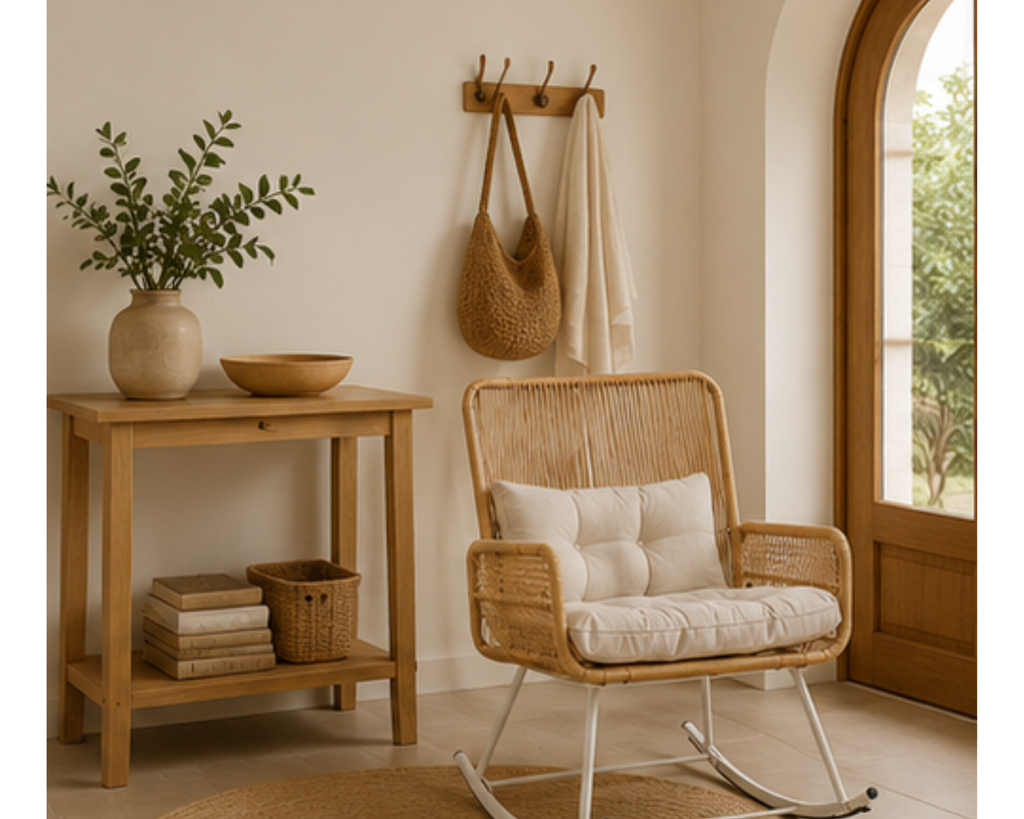 Fauteuil à bascule en rotin avec coussin | CHILO