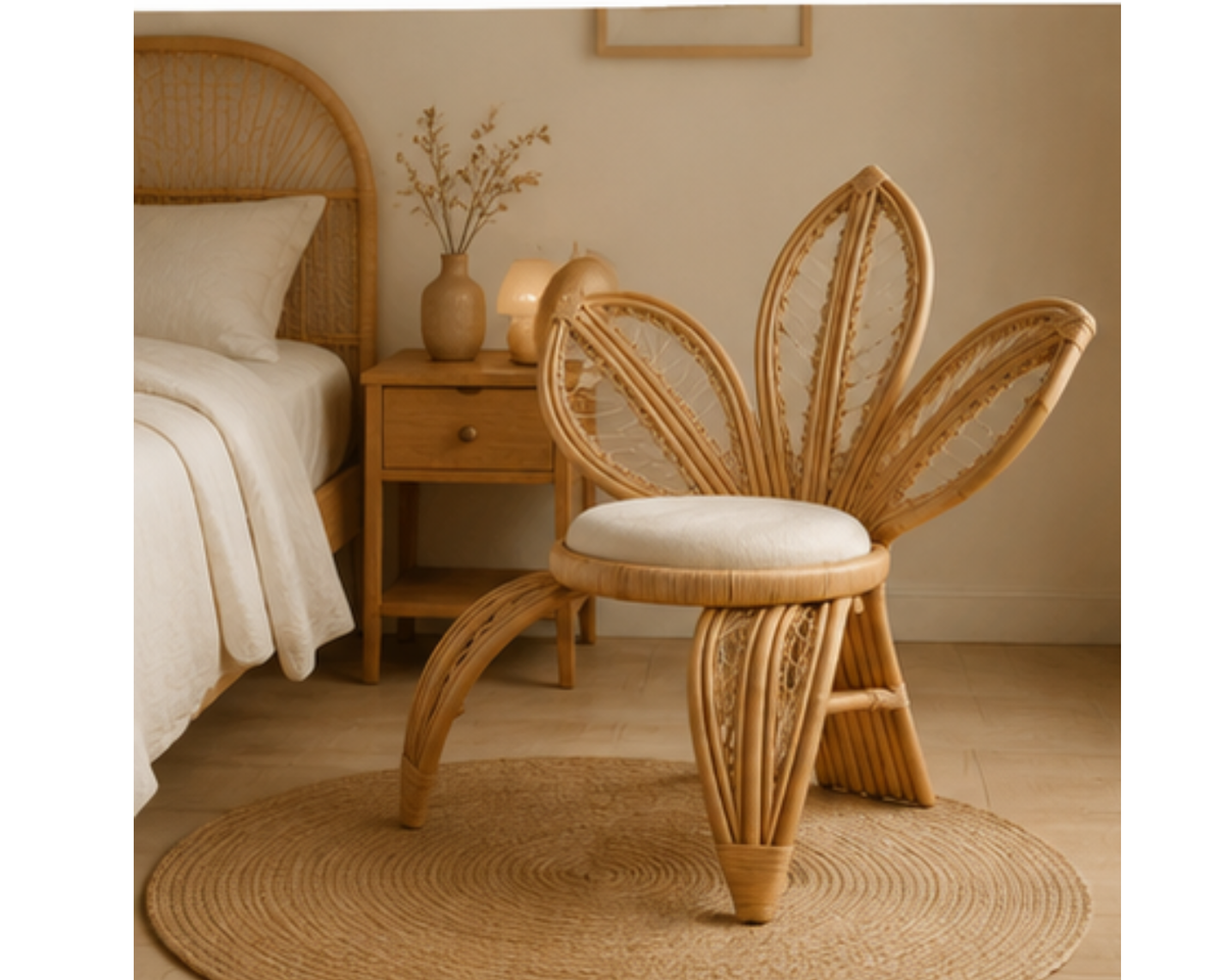 Fauteuil en rotin naturel avec dossier design pétales | PELIX