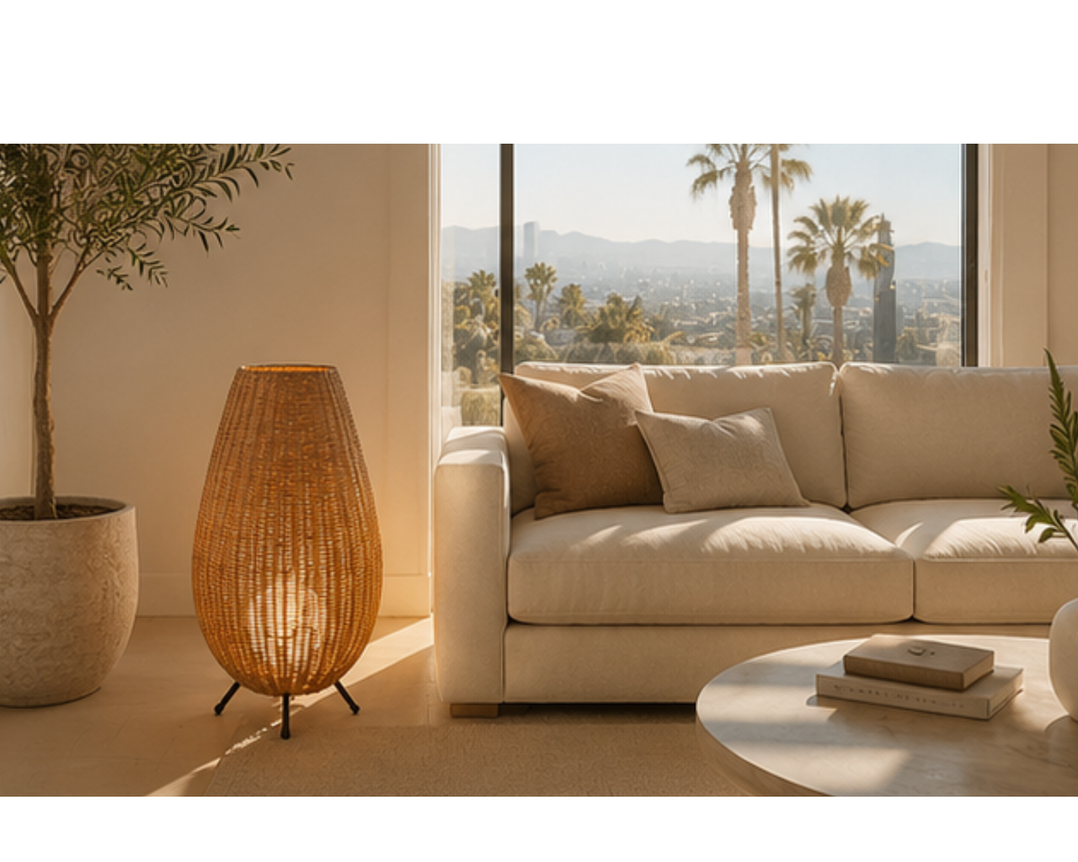 Lampe à poser en rotin tressé forme ovale | COSY