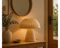 Lampe à poser en rotin tressé design champignon | MUSHI