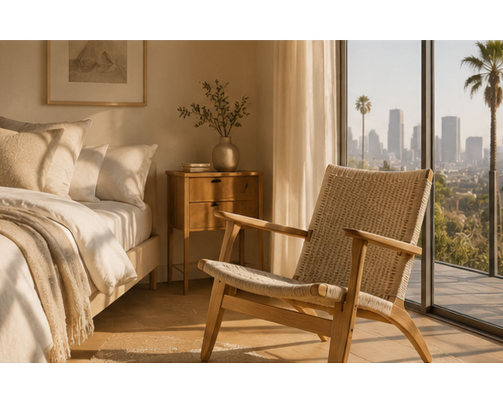Fauteuil en rotin tressé avec accoudoirs en bois | LAYZ